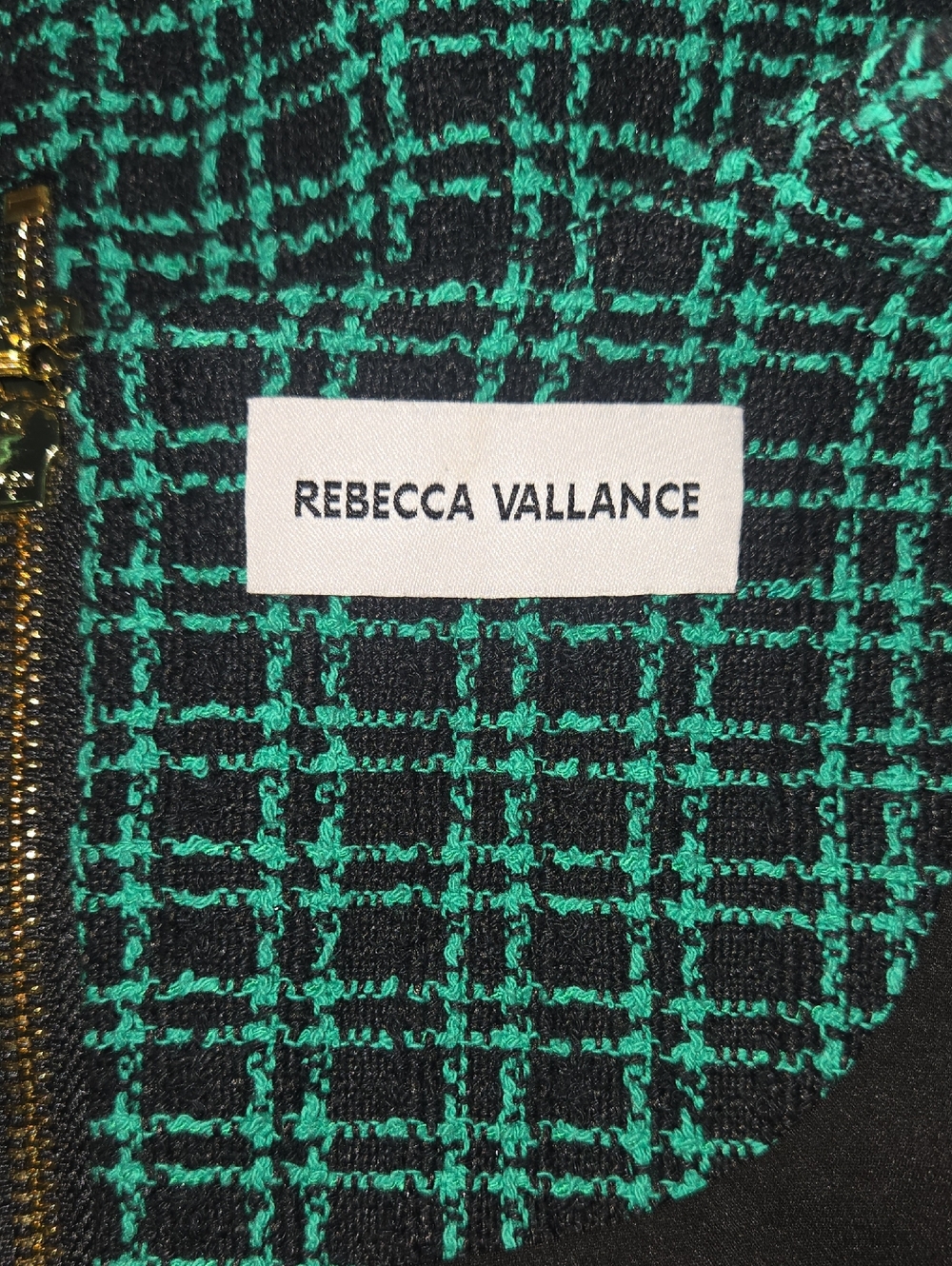 Rebecca Vallance Becca Dress Green Plaid Gold Button Long Sleeve Mini Tweed 90s - Picture 6 of 8